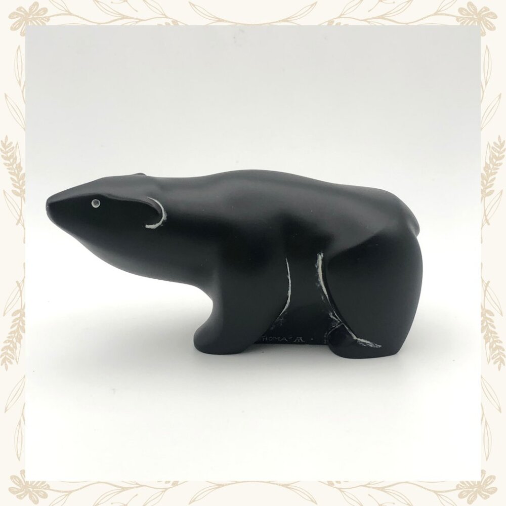 Vintage Boma Canada Bear Figurine – Signed Stone Sculpture